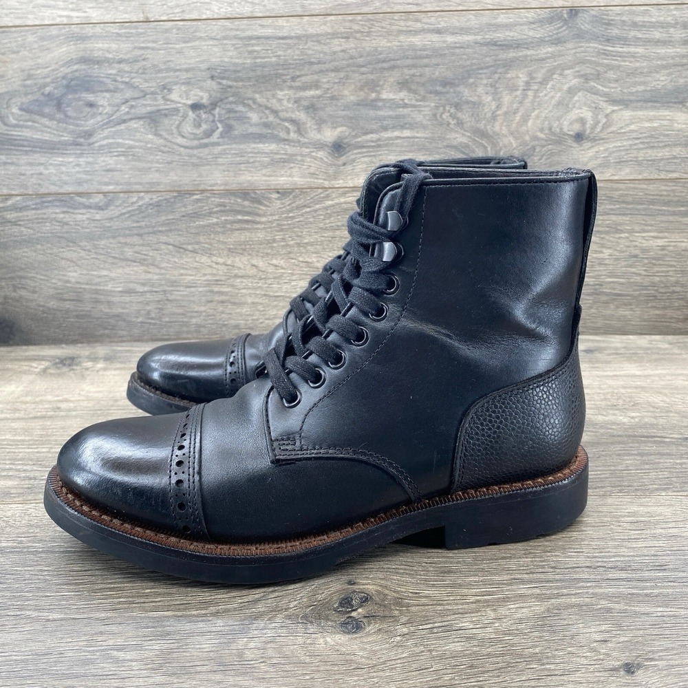 Coach Bleecker Combat Leather‎ Boots Size Men's 7 Black C16104